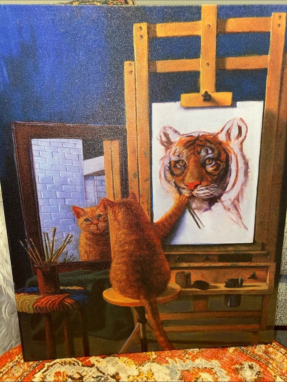 Orange Cat Painting Canvas Print by